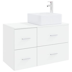 vidaXL Badezimmerm&ouml;bel-Set 2 pcs Wei&szlig; Holzwerkstoff