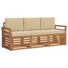vidaXL Sofagarnituren 3 Stk. Natur und Beige Massivholz Akazie
