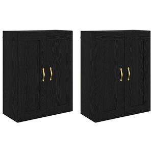 vidaXL Wandmontierter Schrank 2 pcs Schwarz Eichen-Optik Holzwerkstoff