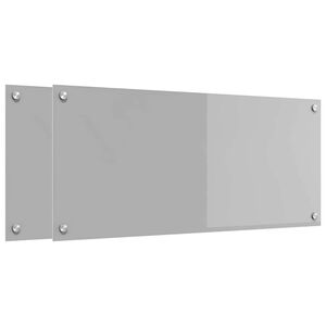 vidaXL K&uuml;chenr&uuml;ckwand 2 pcs Hellgrau 90 x 40 cm Geh&auml;rtetes Glas