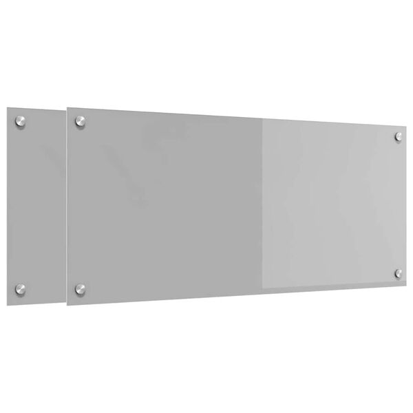 vidaXL K&uuml;chenr&uuml;ckwand 2 pcs Hellgrau 90 x 40 cm Geh&auml;rtetes Glas