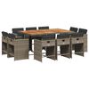 vidaXL 11-tlg. Garten-Essgruppe mit Kissen Grau Poly Rattan