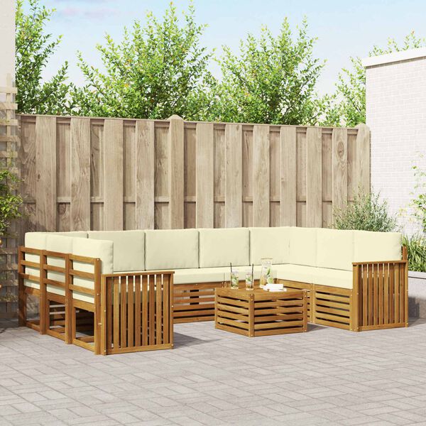 vidaXL Sofagarnituren 10 pcs Natur und Creme Massivholz Akazie