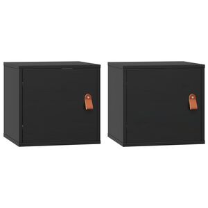 vidaXL Wandschr&auml;nke 2 Stk. Schwarz 31,5x30x30 cm Massivholz Kiefer
