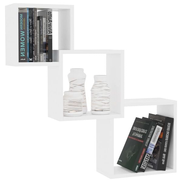 vidaXL Cube Wandregale Weiß 68x15x68 cm Holzwerkstoff