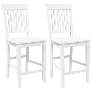 vidaXL Barhocker 2 Stk. Wei&szlig; Massivholz Gummibaum