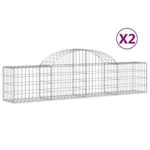vidaXL Gabionen mit Hochbogen 2 Stk. 200x30x40/60 cm Verzinktes Eisen