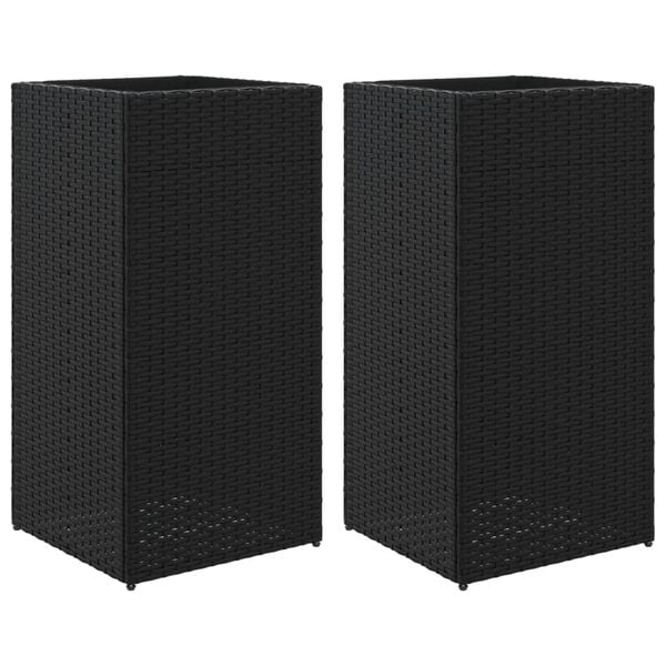 vidaXL Pflanzk&uuml;bel 2 Stk. Schwarz 40x40x80 cm Poly Rattan