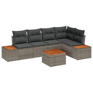 vidaXL Garten-Sofa-Set 5 Stk. 5-Sitzanzahl Grau Poly Rattan