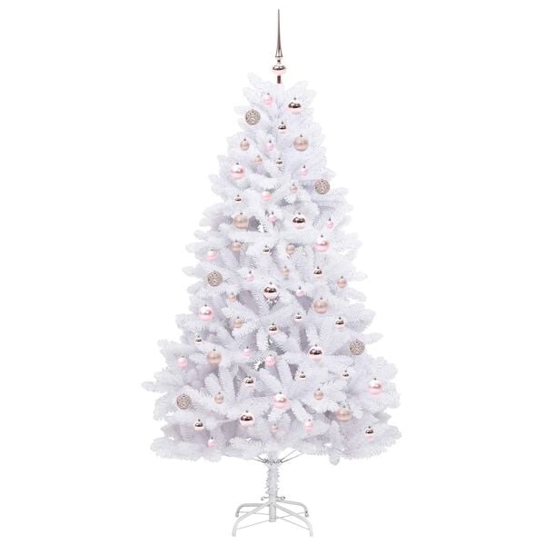 vidaXL K&uuml;nstlicher klappbarer Weihnachtsbaum Wei&szlig; 180 cm PVC und Stahl
