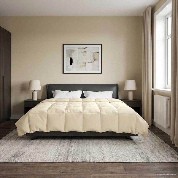 vidaXL Sommerdecke Gepolstert Creme 240 x 260 cm Mikrofaser