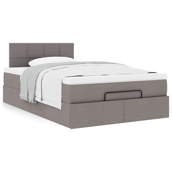 vidaXL Ottoman-Bett mit Matratze Taupe 120x200 cm Stoff