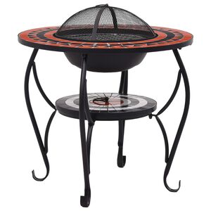 vidaXL Feuertisch Mosaik Keramik Terracotta und Wei&szlig; 68 cm
