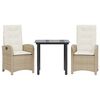 vidaXL 3-tlg. Garten-Essgruppe mit Kissen Beige Poly Rattan