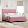vidaXL LED Boxspringbett mit Matratze Rosa 180 x 200 cm Samt