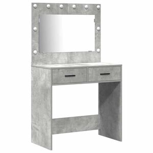 vidaXL Schminktisch mit Spiegelbeleuchtung 2 pcs Grau Holzwerkstoff