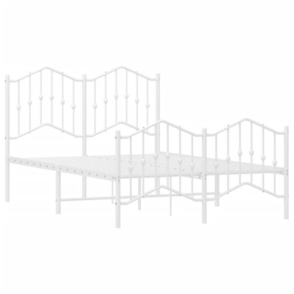 vidaXL Bettgestell mit Kopf- und Fu&szlig;teil Metall&nbsp;Wei&szlig; 120x200 cm