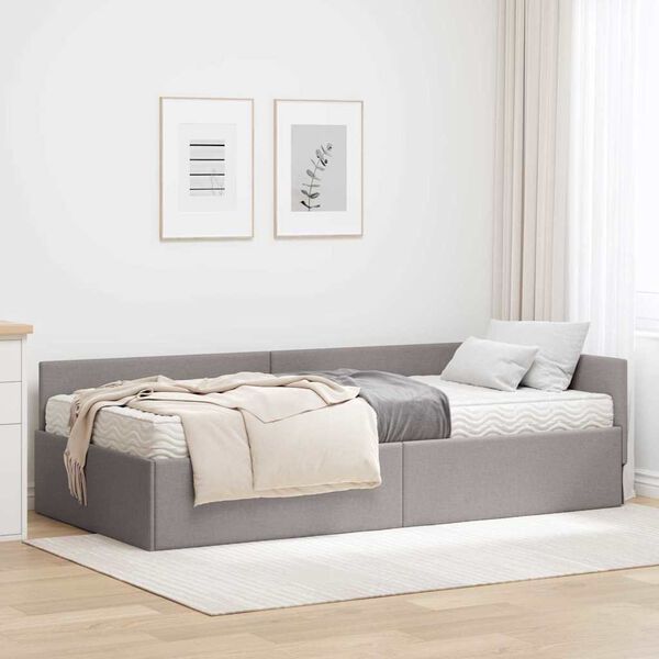 vidaXL Eckbettgestell mit Matratze Sonstiges 2 pcs Taupe Stoff