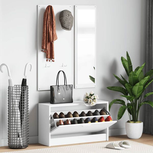 vidaXL 3-tlg. Flurm&ouml;bel-Set Wei&szlig; Holzwerkstoff