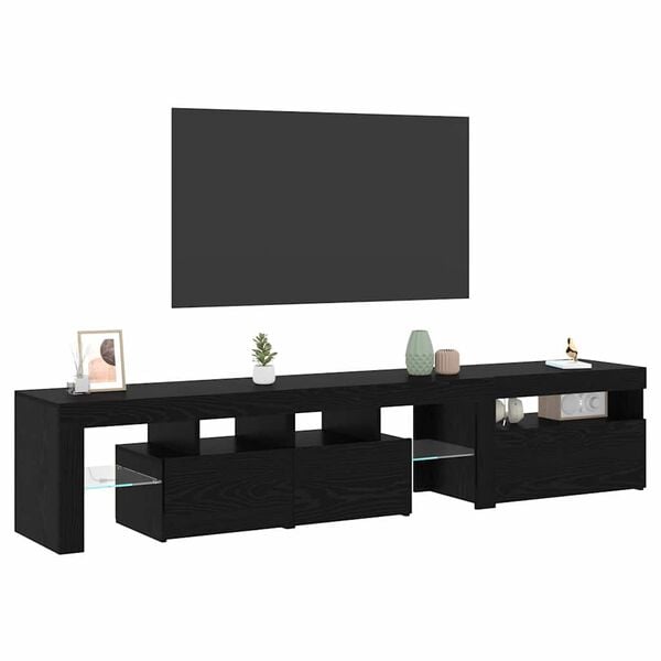 vidaXL TV-Schr&auml;nk mit LED 2 pcs Schwarz Eichen-Optik 200 x 37 x 40 cm