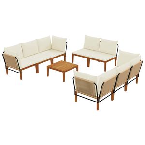 vidaXL 9 stk. Massives Akazienholz & Seil Natur