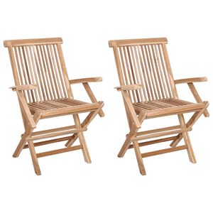 vidaXL Klappbarer Gartenstuhl 2 pcs Natur Massivholz Teak