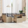 vidaXL Garten-Sofa-Set mit Speicher 7 pcs Beige Poly Rattan