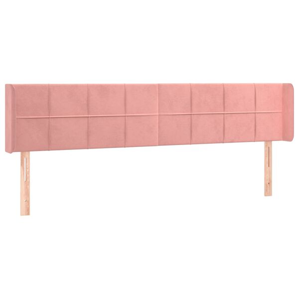 vidaXL Kopfteil mit Ohren Rosa 163x16x78/88 cm Samt