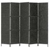 vidaXL 5-teiliger Paravent Schwarz 193&times;160 cm Wasserhyazinthe