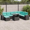 vidaXL 9-tlg. Garten-Sofagarnitur mit Kissen Grau Poly Rattan Akazie