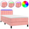 vidaXL Boxspringbett mit Matratze & LED Rosa 100x200 cm Samt
