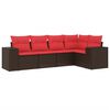 vidaXL 5-teiliges Gartensofa-Set mit Kissen, braun, Polyrattan