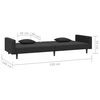 vidaXL Schlafsofa 2-Sitzer mit 2 Kissen Schwarz Samt