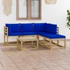 vidaXL 6-tlg. Garten-Lounge-Set mit Blauen Kissen
