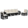 vidaXL Gartensofa-set 6 stk. Schwarz und Cremewei&szlig; Poly-Rattan