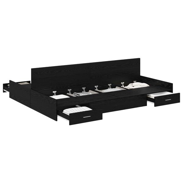 vidaXL Aufbewahrungsbettgestell Schwarz Eichen-Optik 140 x 190 cm