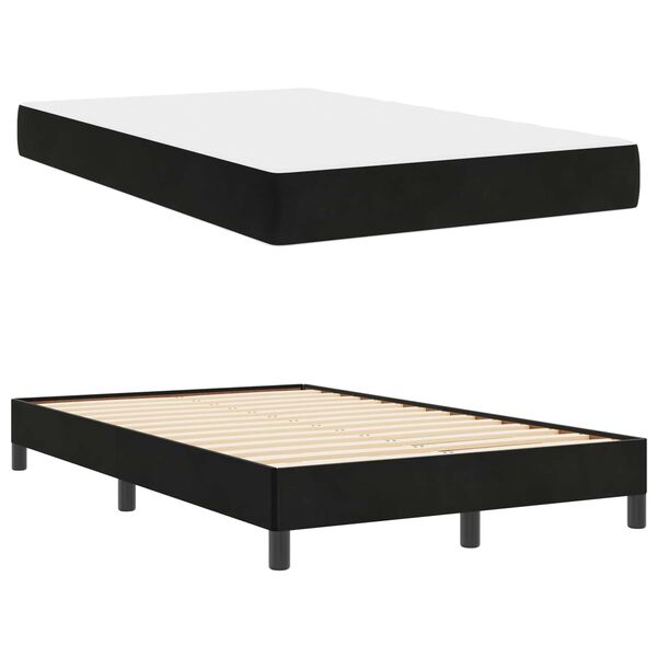 vidaXL Boxspringbett mit Matratze Schwarz 120 x 190 cm Stoff