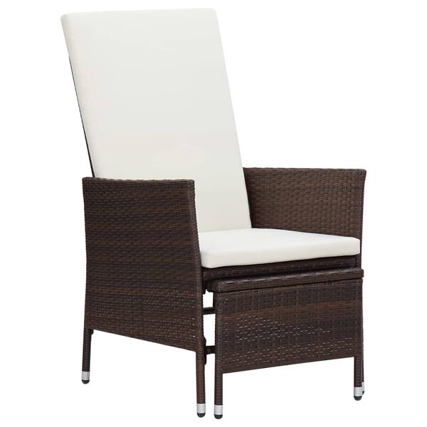 vidaXL 3-tlg. Garten-Lounge-Set mit Auflagen Poly Rattan Braun