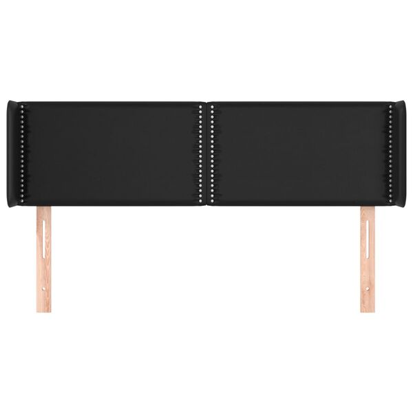 vidaXL Kopfteil mit Ohren Schwarz 147x16x78/88 cm Kunstleder