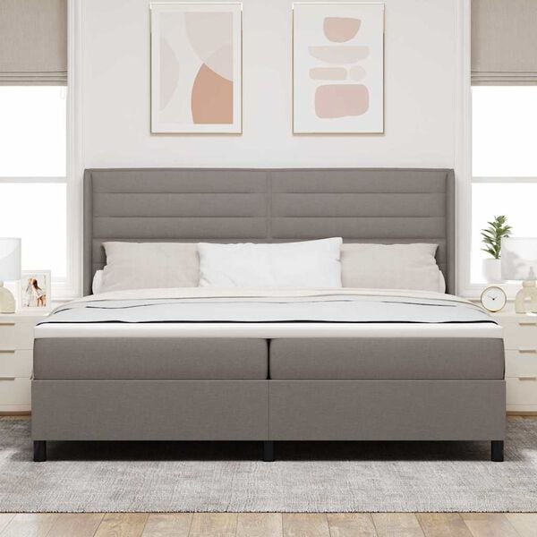 vidaXL Boxspringbett mit Matratze Taupe 200 x 200 cm Stoff