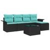 vidaXL Gartensofa-set mit Kissen 6 pcs Schwarz Poly-Rattan