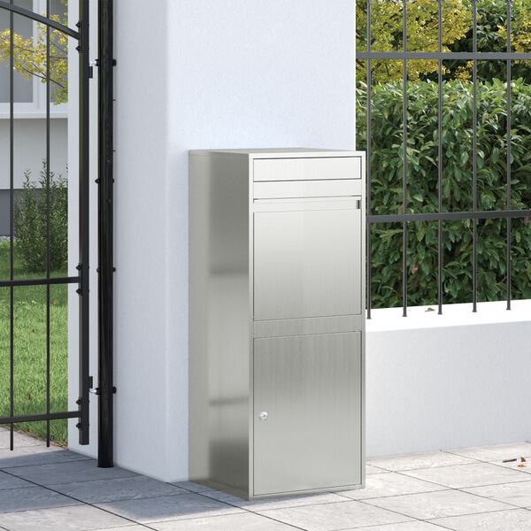 vidaXL Paketdrop-Box mit T&uuml;r Schwarz 41 x 38 x 103 cm Verzinkter Stahl