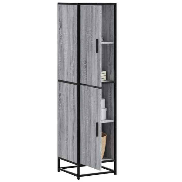 vidaXL Highboard Grau Sonoma 35,5x35x139 cm Holzwerkstoff und Metall