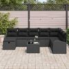 vidaXL Garten-Sofa-Set mit Kissen 9 pcs Schwarz Poly Rattan