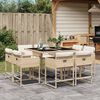vidaXL 9-tlg. Garten-Essgruppe mit Kissen Beige Poly Rattan