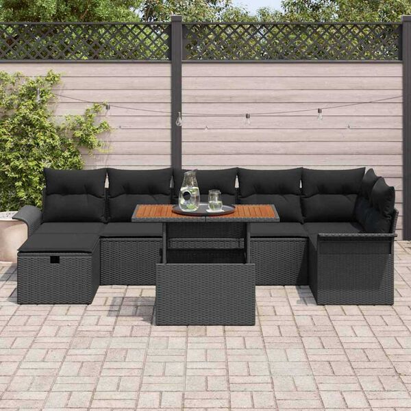 vidaXL Garten-Sofa-Set 8 pcs Schwarz Poly-Rattan