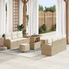 vidaXL Garten-Sofa-Set mit Kissen 9 pcs Beige Poly Rattan