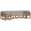 vidaXL Outdoor-Sofagarnitur mit Kissen 7 pcs Nat&uuml;rlich und Hellgrau