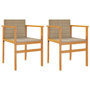 vidaXL Gartenst&uuml;hle 2 Stk. Beige Poly Rattan und Massivholz