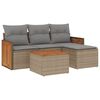 vidaXL 5-tlg. Garten-Sofagarnitur mit Kissen Beige Poly Rattan